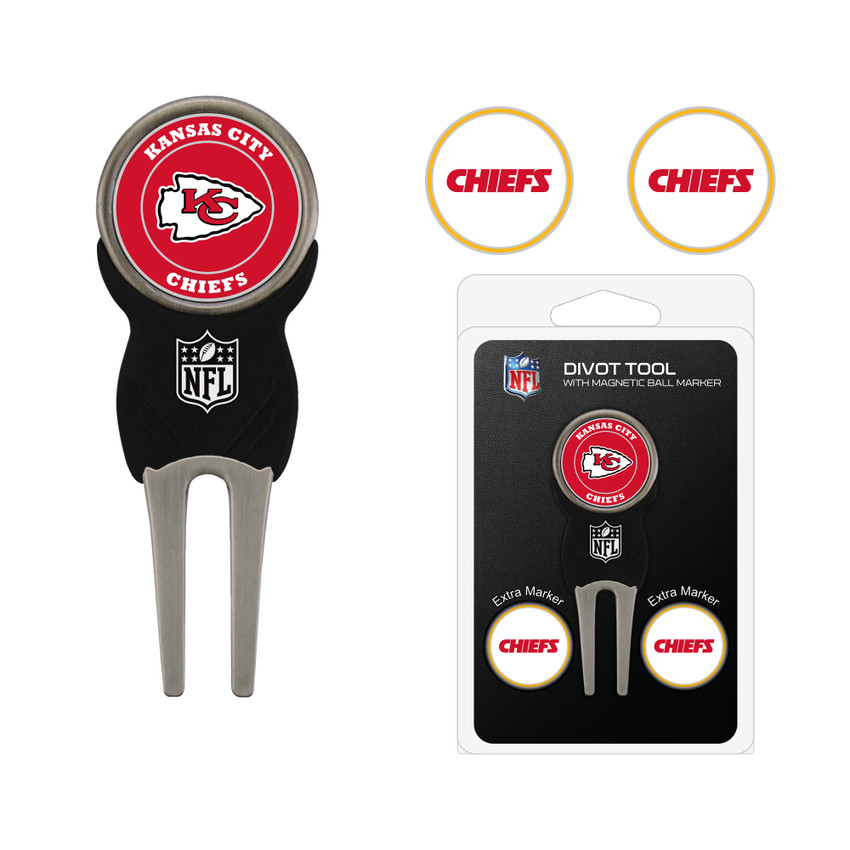 Kansas City Chiefs Divot Tool Pack With 3 Golf Ball Markers