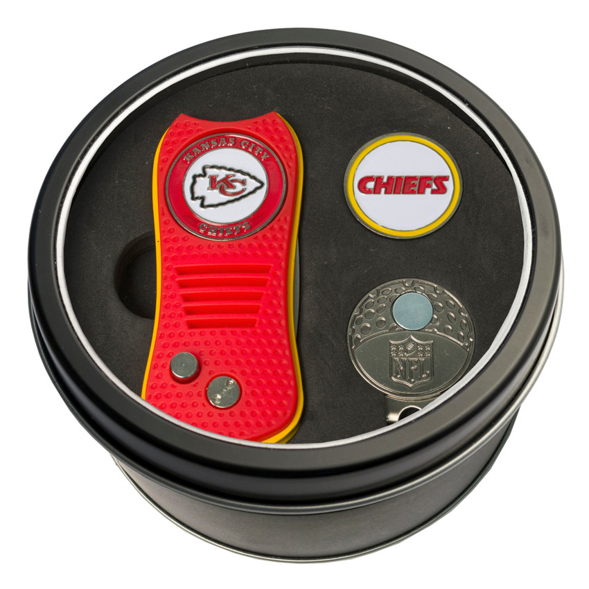 Kansas City Chiefs Tin Gift Set with Switchfix Divot Tool, Cap Clip, and Ball Marker