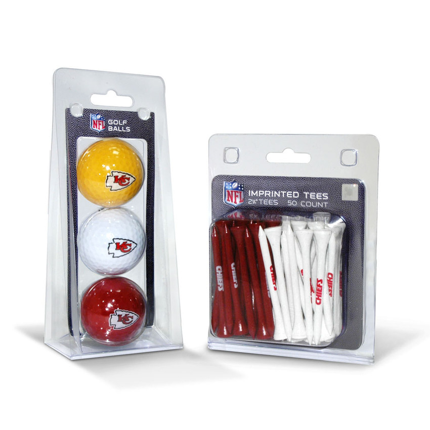 Kansas City Chiefs 3 Golf Balls And 50 Golf Tees