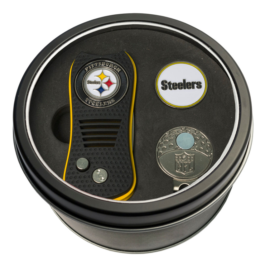 Pittsburgh Steelers Tin Gift Set with Switchfix Divot Tool, Cap Clip, and Ball Marker