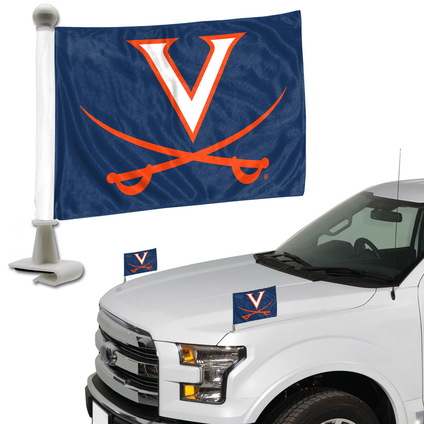 Virginia Cavaliers Ambassador Flags "V and Swords" Priamry Logo 4 in. x 6 in. Set of 2