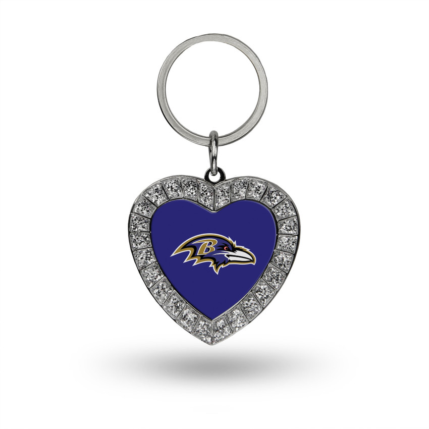 Baltimore Ravens Rhinestone Heart Keychain
