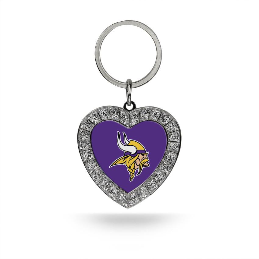 Minnesota Vikings Rhinestone Heart Keychain