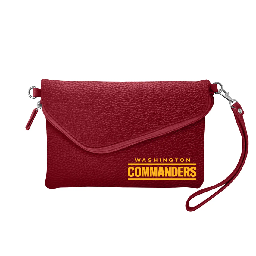 Washington Commanders Purse Pebble Fold Over Crossbody Maroon