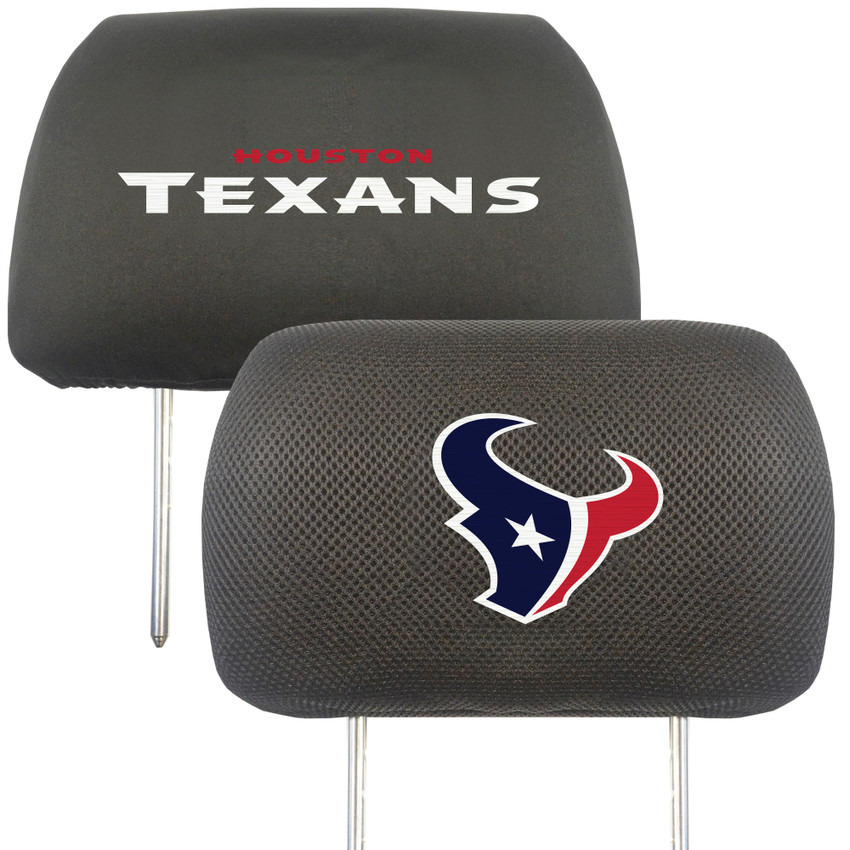 Houston Texans Embroidered Head Rest Cover Set - 2 Pieces Bull Head Primary Logo & Wordmark