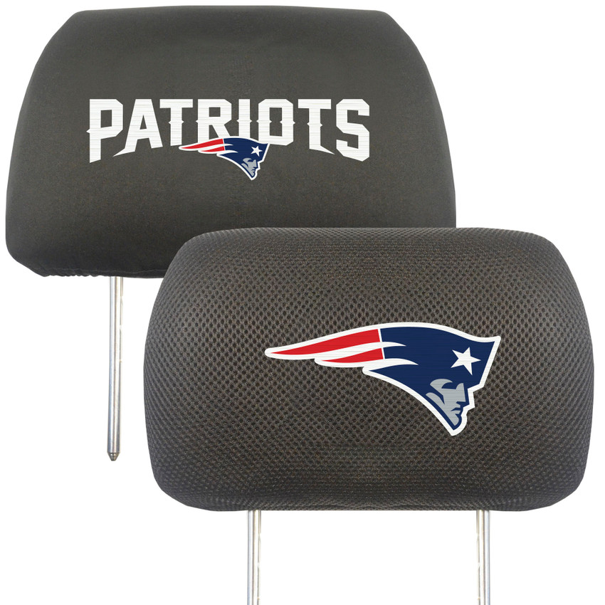 New England Patriots Embroidered Head Rest Cover Set - 2 Pieces Patriot Head Primary Logo & Wordmark