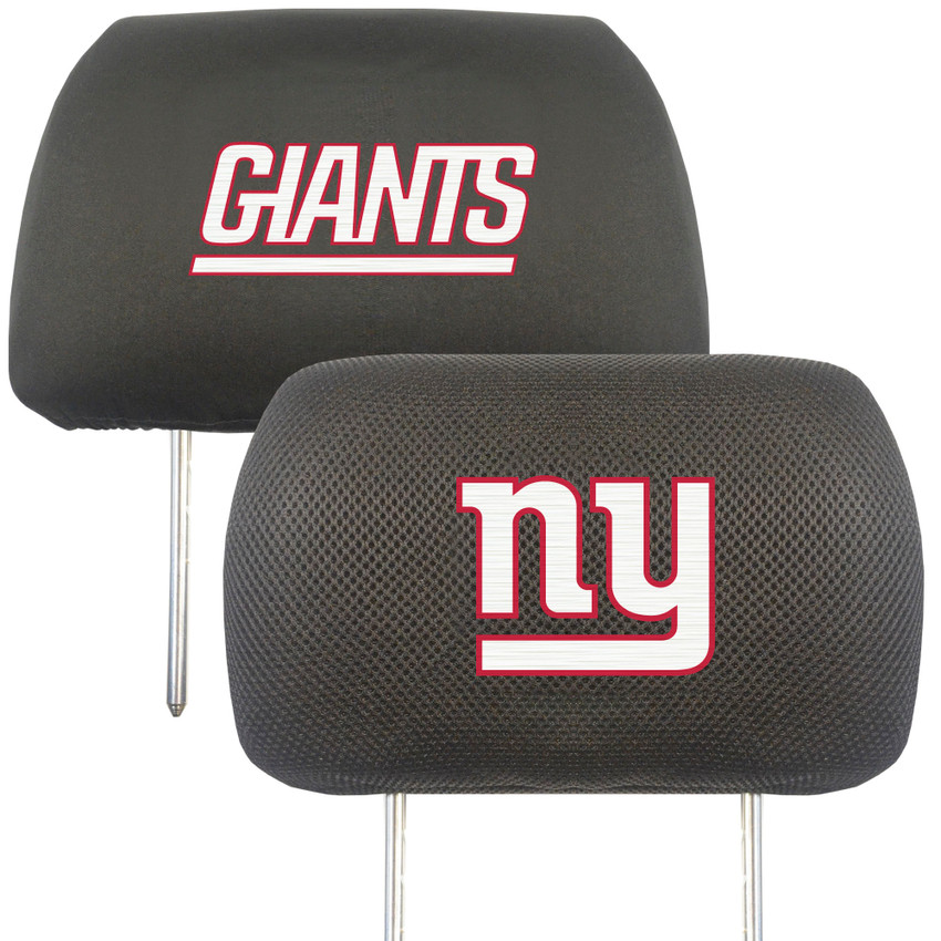 New York Giants Embroidered Head Rest Cover Set - 2 Pieces NY Primary Logo & Wordmark
