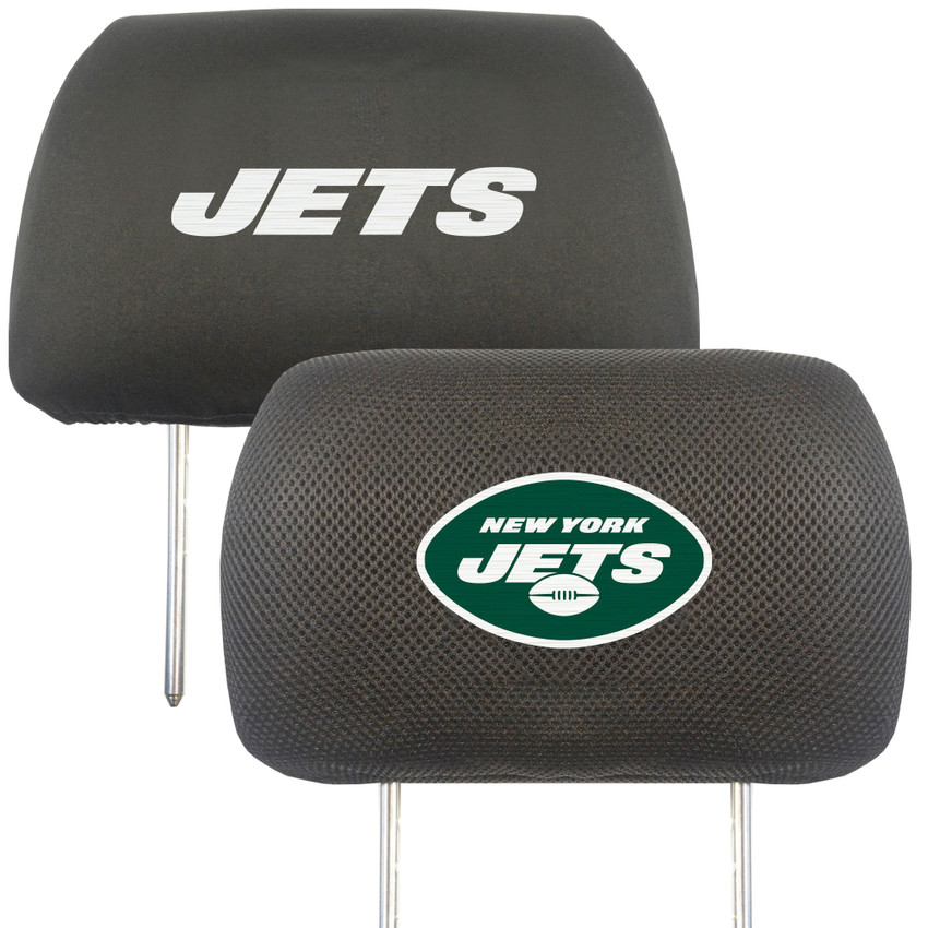 New York Jets Embroidered Head Rest Cover Set - 2 Pieces Oval Jets Primary Logo & Wordmark
