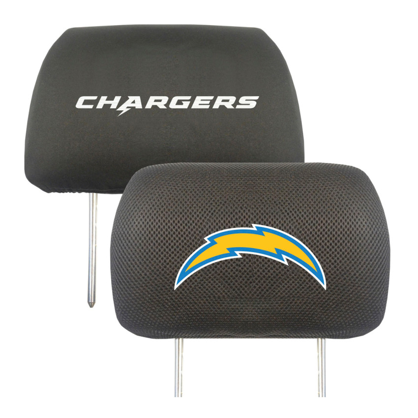 Los Angeles Chargers Embroidered Head Rest Cover Set - 2 Pieces Bolt Primary Logo & Wordmark