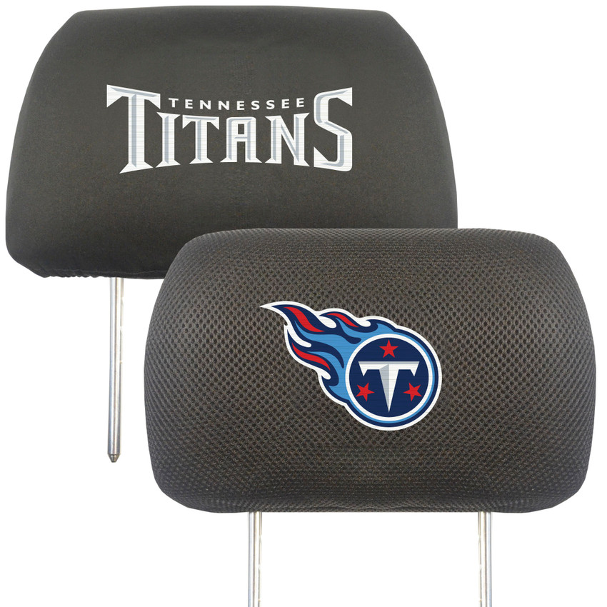 Tennessee Titans Embroidered Head Rest Cover Set - 2 Pieces Flaming T Primary Logo & Wordmark