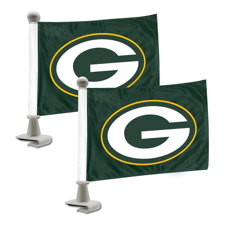 Green Bay Packers Ambassador Car Flags - 2 Pack Mini Auto Flags, 4in X 6in