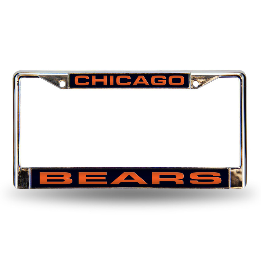 Chicago Bears Laser Chrome License Plate Frame Blue