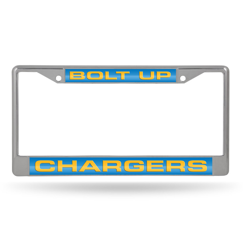 Los Angeles Chargers Laser Chrome License Plate Frame "Bolt Up"