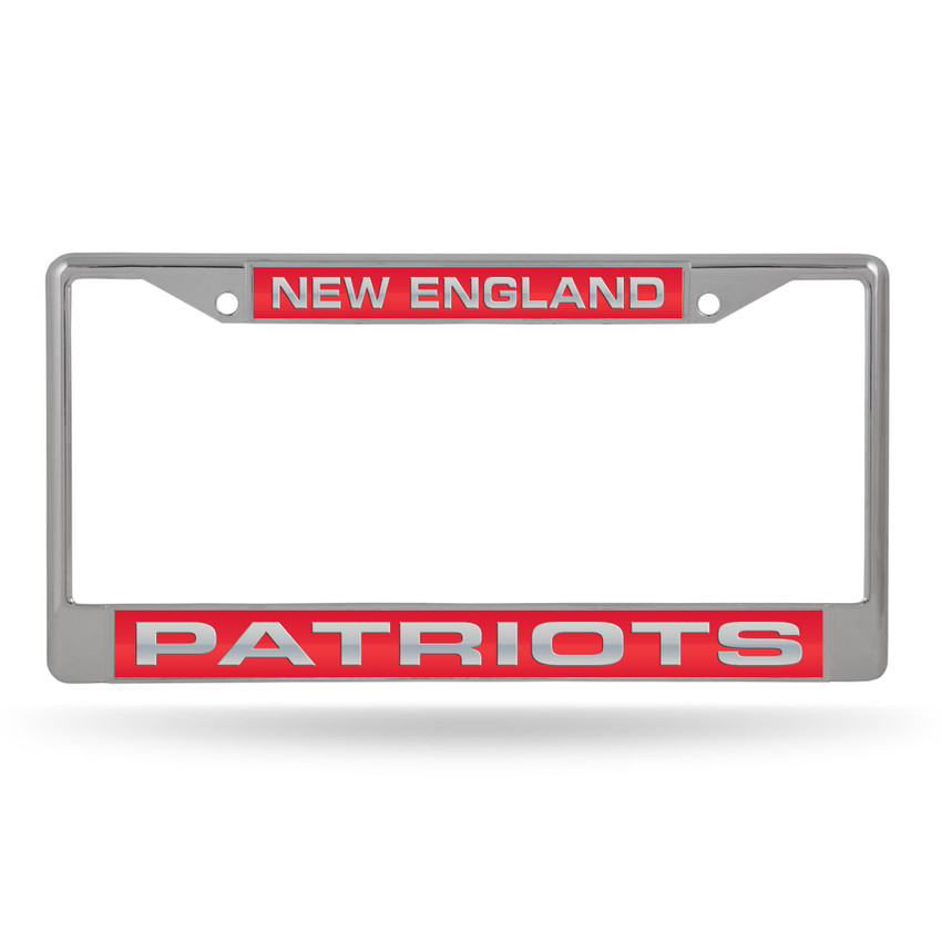New England Patriots Laser Chrome License Plate Frame Red
