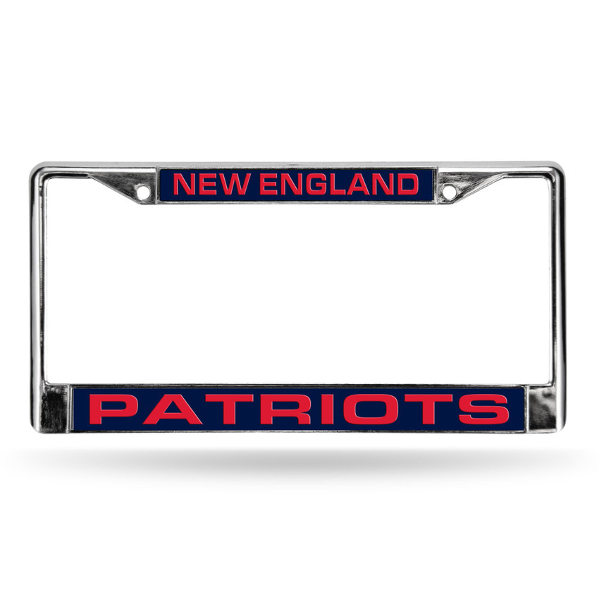 New England Patriots Laser Chrome License Plate Frame Blue