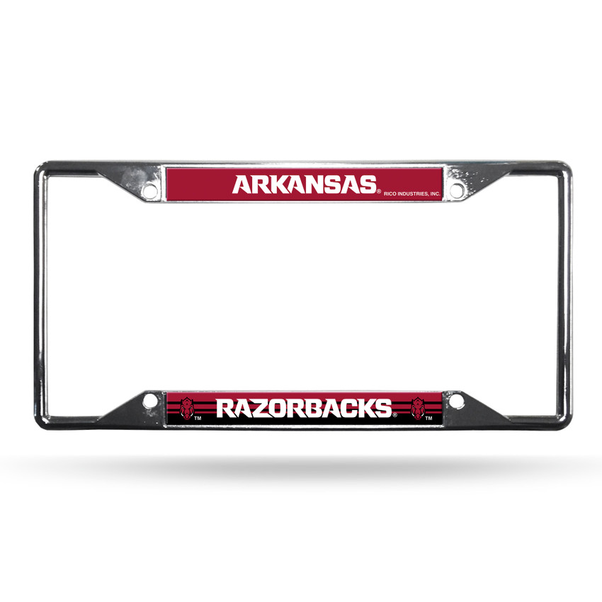 Arkansas Razorbacks License Plate Frame Chrome EZ View