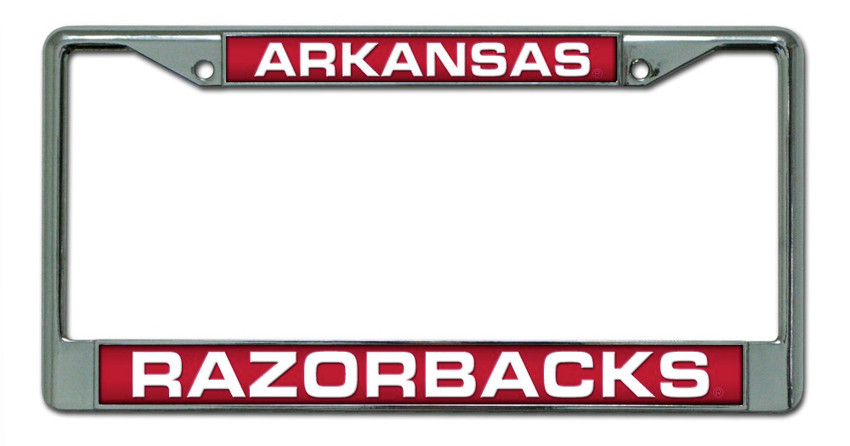Arkansas Razorbacks Laser Cut Chrome License Plate Frame