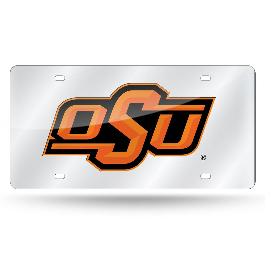 Oklahoma State Cowboys License Plate Laser Cut Silver