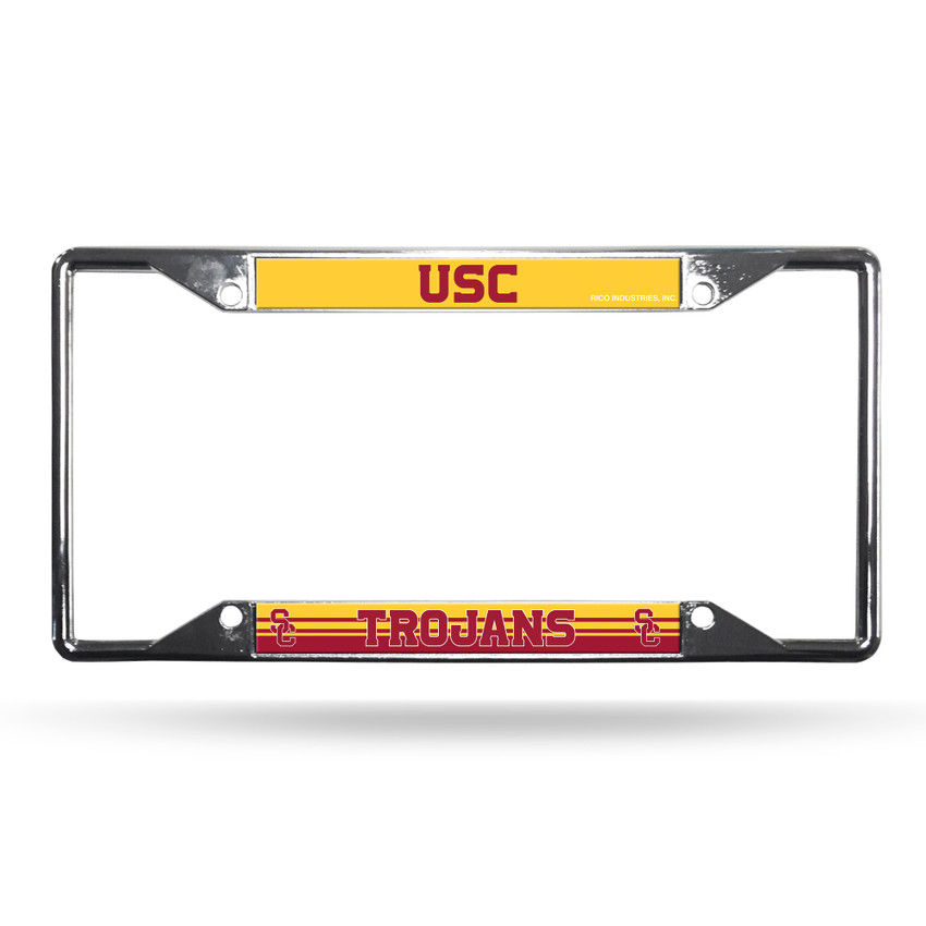 USC Trojans License Plate Frame Chrome EZ View