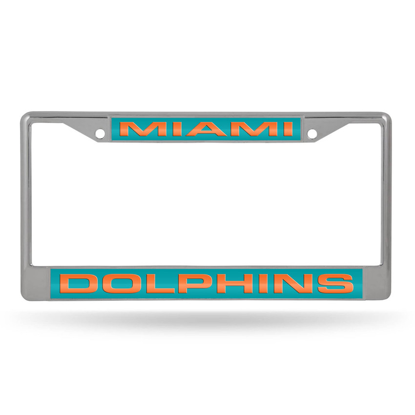 Miami Dolphins License Plate Frame Laser Cut Chrome