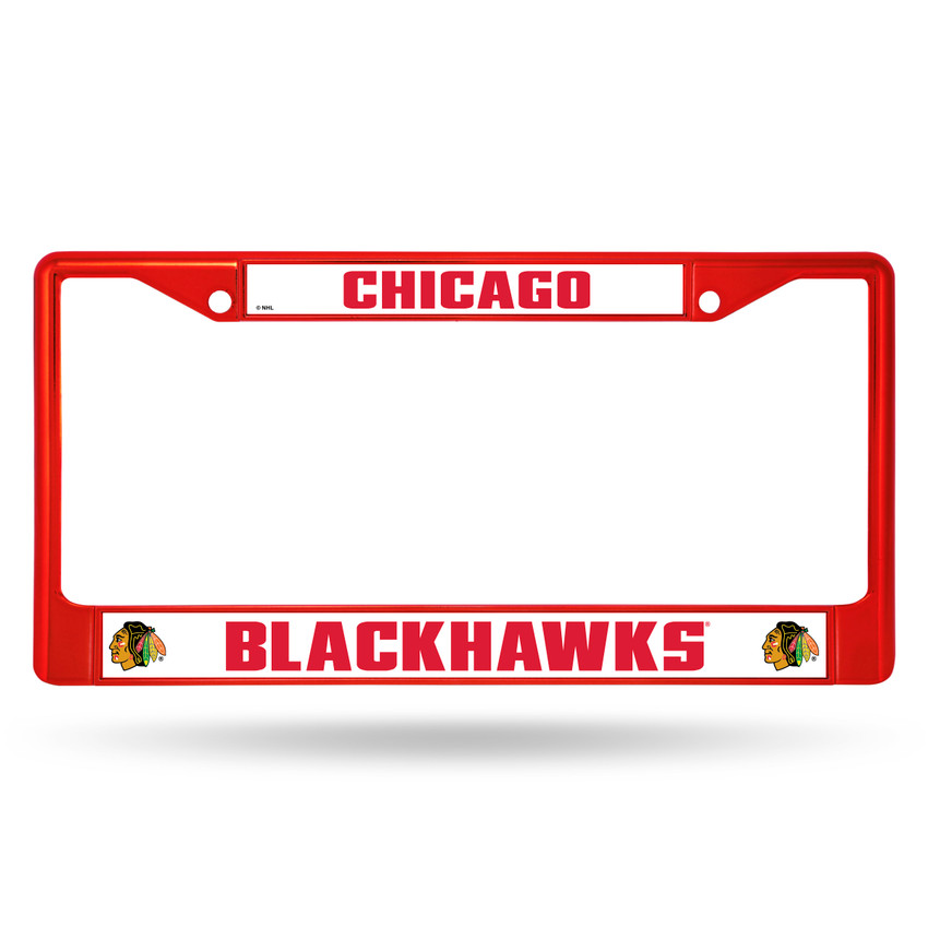 Chicago Blackhawks License Plate Frame Metal Red
