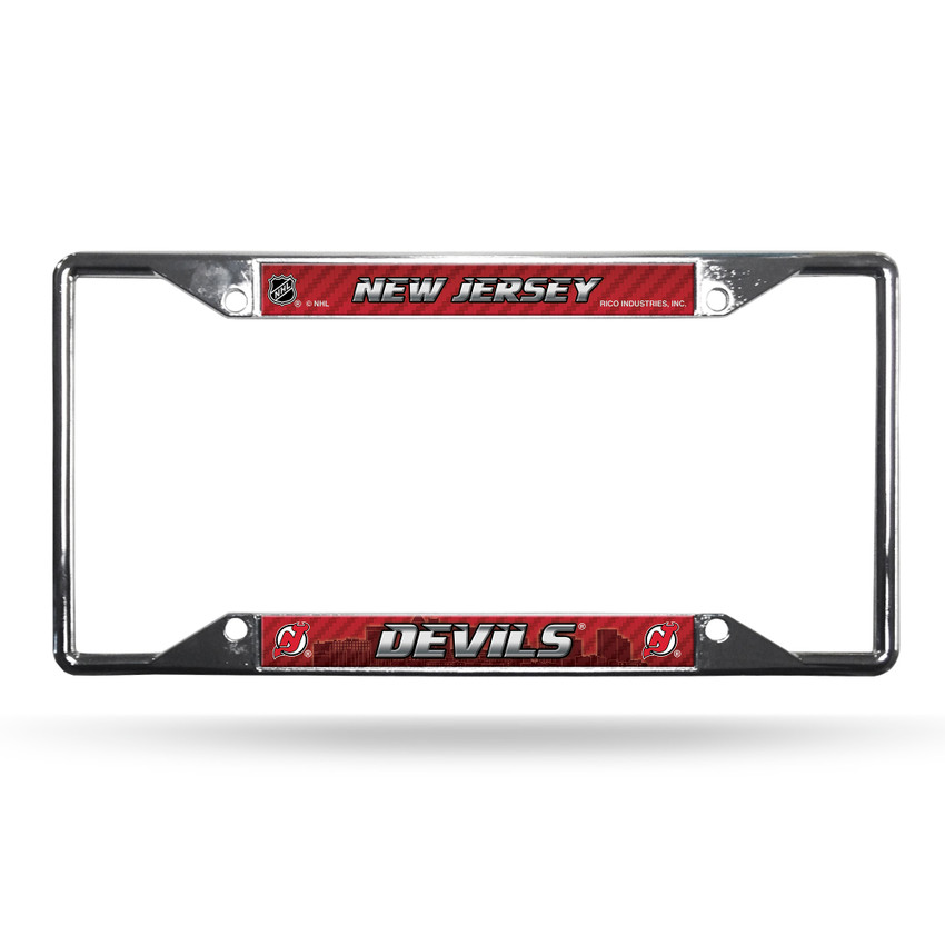New Jersey Devils License Plate Frame Chrome EZ View