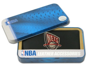 New Jersey Nets Checkbook Cover Embroidered Leather