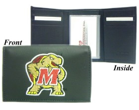 Maryland Terrapins Wallet Trifold Leather Embroidered
