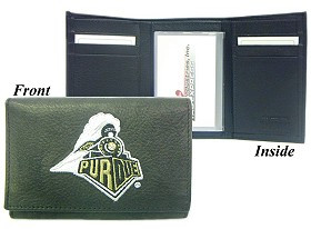 Purdue Boilermakers Wallet Trifold Leather Embroidered