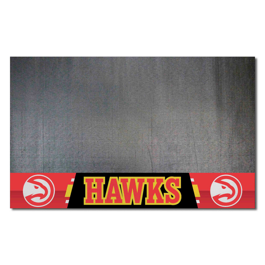 Atlanta Hawks Vinyl Grill Mat - 26in. x 42in. Circle Hawk Head Primary Logo & Wordmark