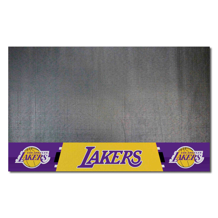 Los Angeles Lakers Vinyl Grill Mat - 26in. x 42in. Wordmark and Basketball Primary Logo
