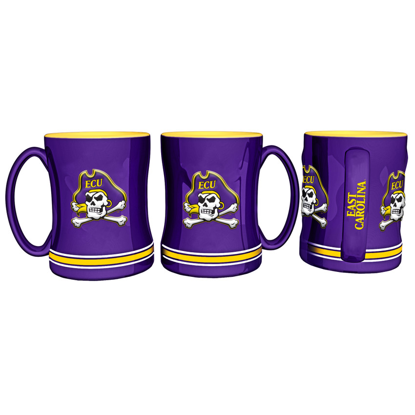 East Carolina Pirates Coffee Mug 14oz Sculpted Relief