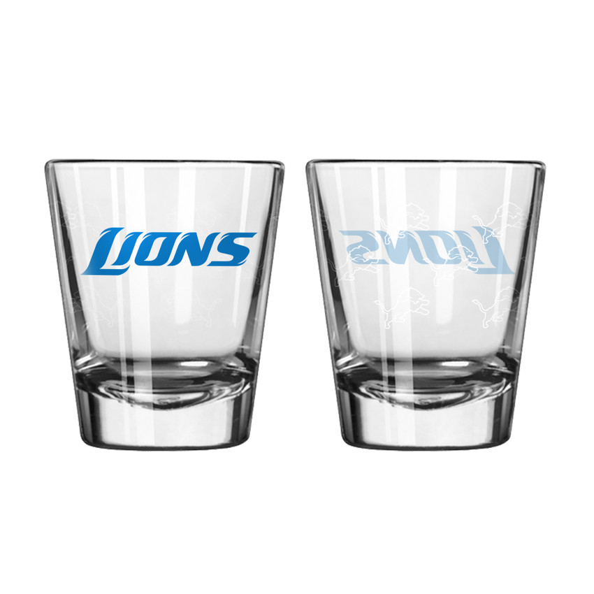 Detroit Lions Shot Glass Satin Etch Style 2 Pack