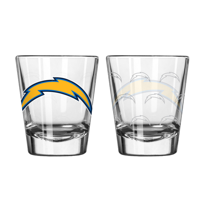 San Diego Chargers Shot Glass Satin Etch Style 2 Pack