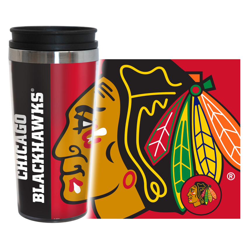 Chicago Blackhawks Travel Mug 14oz Full Wrap Style Hype Design