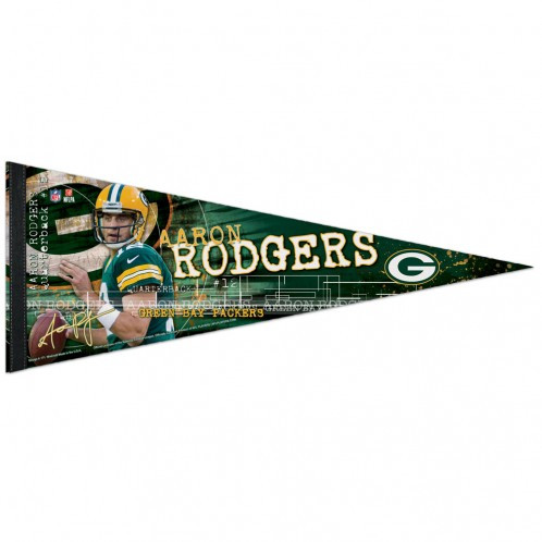 Green Bay Packers Pennant 12x30 Premium Style Aaron Rodgers Design