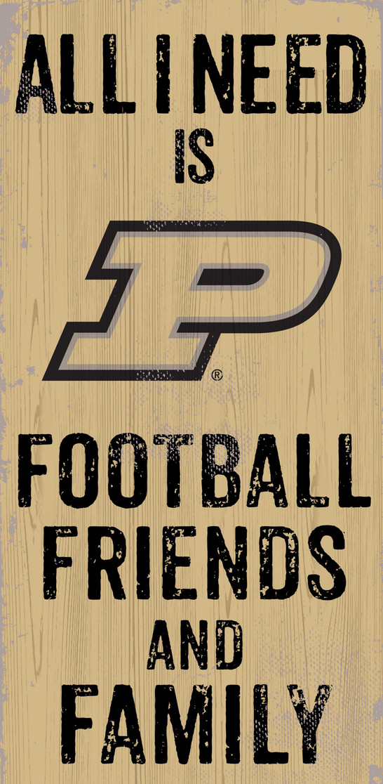 Purdue Boilermakers Sign Wood 6x12 Football Friends and Family Design Color