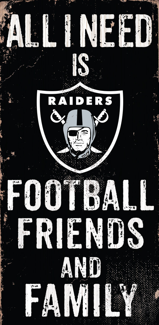 Las Vegas Raiders Sign Wood 6x12 Football Friends and Family Design Color