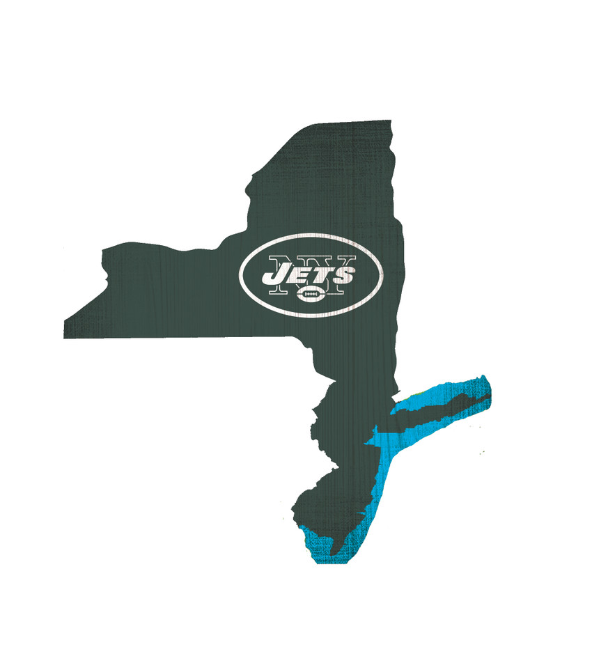 New York Jets Sign Wood Logo State Design
