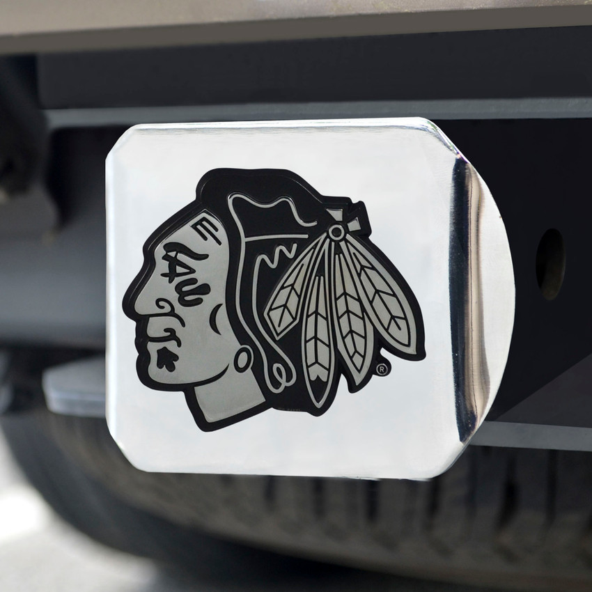 NHL - Chicago Blackhawks Hitch Cover - Chrome on Chrome 3.4"x4"