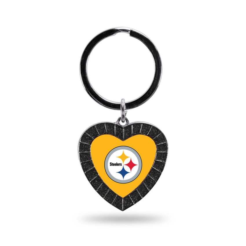 Pittsburgh Steelers Black Rhinestone Heart Keychain