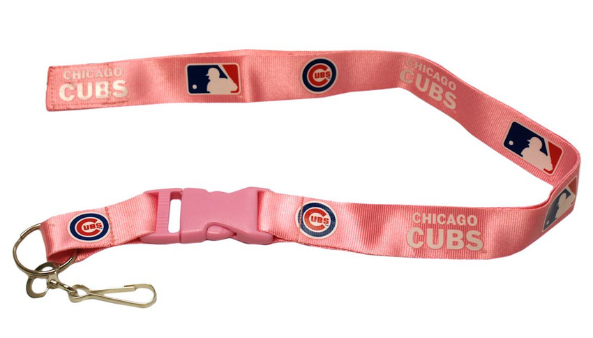 Chicago Cubs Lanyard Keychain ID Holder MLB Fan Accessory - Breakaway with Key Ring - Pink