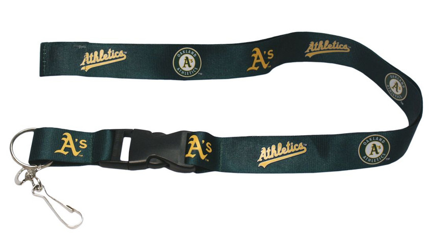 Oakland Athletics Lanyard Keychain ID Holder MLB Fan Accessory Breakaway with Key Ring Style
