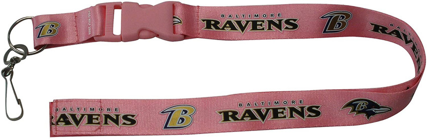Baltimore Ravens Lanyard Keychain ID Holder NFL Fan Accessory Breakaway with Key Ring Style Pink Design