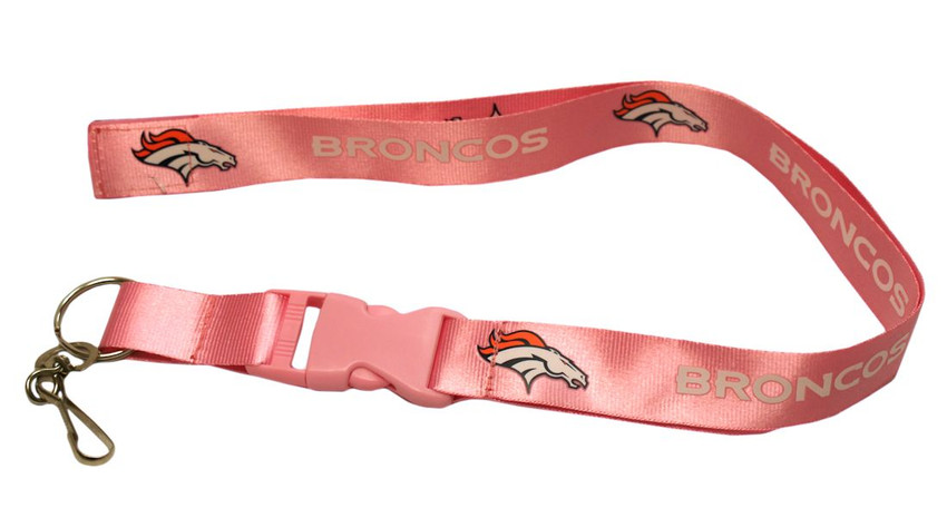 Denver Broncos Lanyard Keychain ID Holder NFL Fan Accessory - Breakaway with Key Ring - Pink
