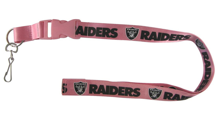 Las Vegas Raiders Lanyard Keychain ID Holder NFL Fan Accessory Breakaway with Key Ring Style Pink Design