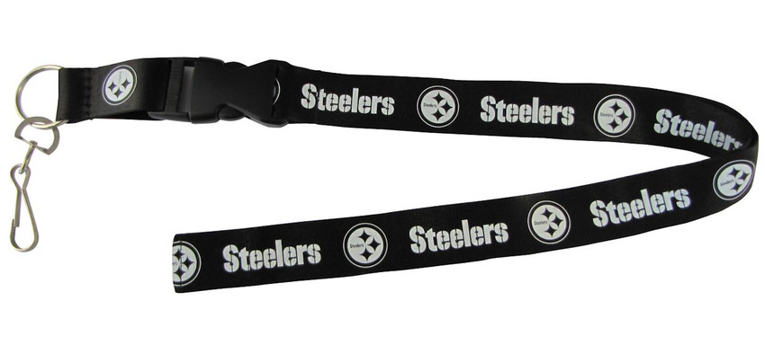 Pittsburgh Steelers Lanyard Keychain ID Holder NFL Fan Accessory - Breakaway with Key Ring - Blackout