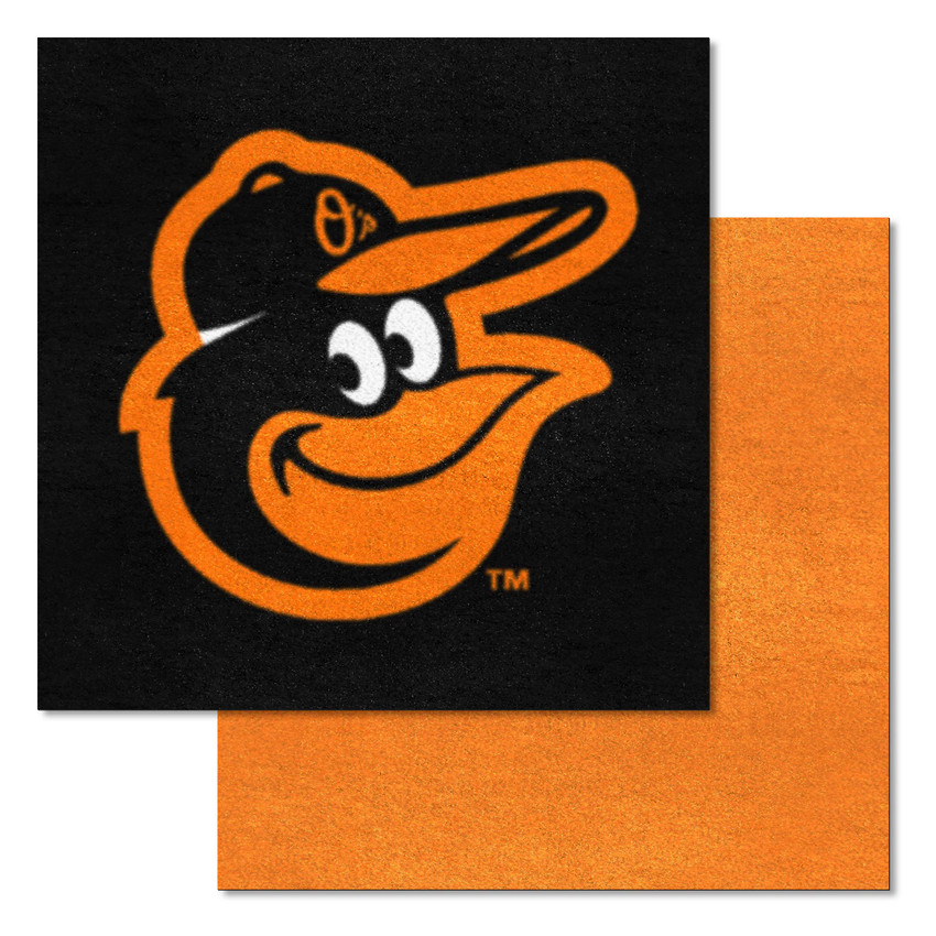 Baltimore Orioles Team Carpet Tiles - 45 Sq Ft. Bird Head Primary Cap Logo
