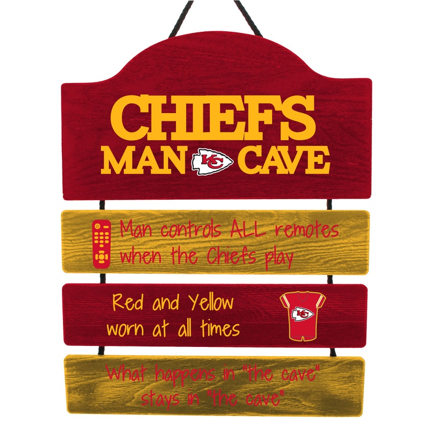 Kansas City Chiefs Man Cave Design Wood Sign