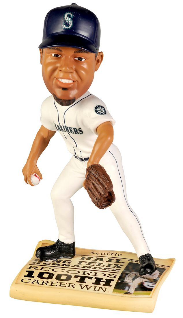 Seattle Mariners Felix Hernandez Bobblehead with Newspaper Base